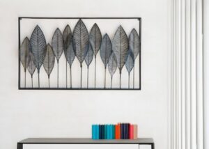 קישוט קיר מתכת דגם עלי ברוש פנורמה מבית StarShop - צבע שחור