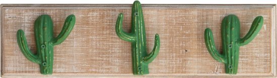 מתלה בגדים קקטוס 3 ווים מבית Star Shop - חום / ירוק