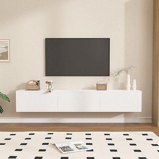 מזנון טלוויזיה צף ברוחב 180 ס''מ דגם Alona מבית StarShop - צבע לבן