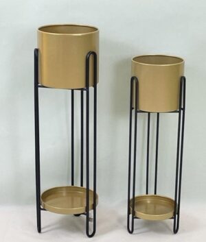 זוג עציצונים ממתכת דגם Vegas מבית StarShop - צבע שחור / זהב