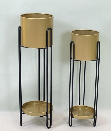 זוג עציצונים ממתכת דגם Vegas מבית StarShop - צבע שחור / זהב