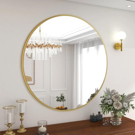 מראת תלייה עגולה 60 ס''מ מבית HomeSet - מסגרת זהב