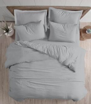 ציפה לשמיכה זוגית 100% כותנה 200x220 ס''מ סדרת Mix And Match מבית Homestyle - אפור בהיר