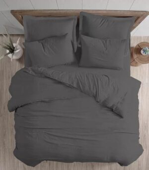 ציפה לשמיכה זוגית 100% כותנה 200x220 ס''מ סדרת Mix And Match מבית Homestyle - אפור כהה