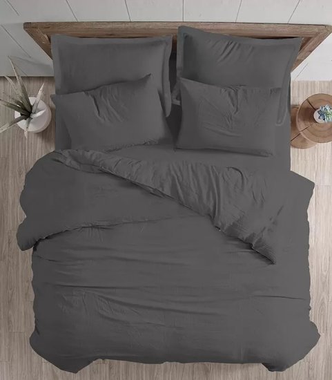 ציפה לשמיכה זוגית 100% כותנה 200x220 ס''מ סדרת Mix And Match מבית Homestyle - אפור כהה