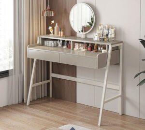 395923_b_1.jpg שידת איפור יוקרתית עם מראה ותאורת Led רוחב 80 ס''מ דגם RSM-2080 מבית Rosso Italy - לבן