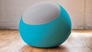 פופי עגול 60 ס''מ מבית מילגה - צבע טורקיז / אפור