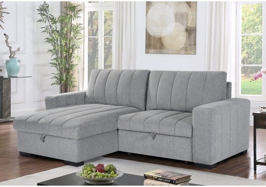 ספה פינתית נפתחת למיטה זוגית דגם Aragon מבית Bradex - צבע אפור