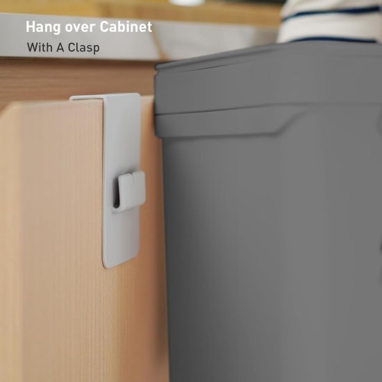 400487_b_1.jpg פח אשפה עומד / נתלה עם מכסה מתנדנד 7 ליטר דגם Puro מבית Eko - צבע אפור