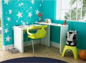 400589_b_1.jpg שולחן מחשב מודולרי עם שידת צד מסתובבת דגם Kim מבית Bradex - צבע לבן