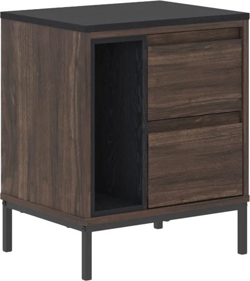 שידת לילה יוקרתית דגם 3077 מבית Step Up - צבע שחור / אגוז