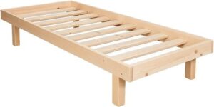 בסיס מיטת יחיד מעץ אורן מלא עם מסגרת דגם Baza מבית Bradex בגודל 80x190 ס''מ