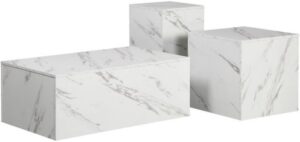 שלישיית שולחנות סלון דגם דוד מבית Ramos - צבע לבן שיש