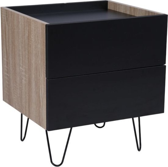 שידת לילה דגם אידן מבית Ramos - צבע שחור / אלון כהה