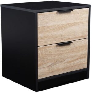 שידת לילה דגם לירי מבית Ramos - צבע שחור / אלון בהיר