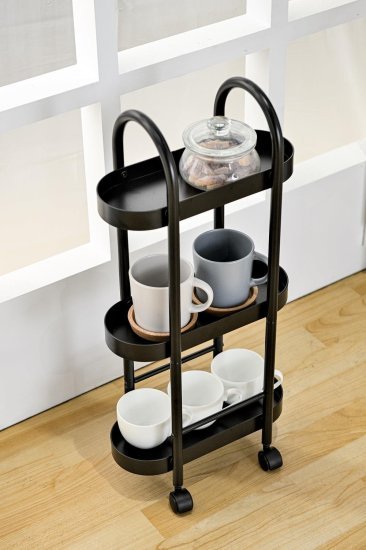 עגלת איחסון 3 קומות ניידת מבית Honey Can Do - צבע שחור