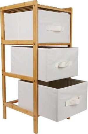 מגירון עץ טבעי 3 קומות מבית HomeSet - צבע עץ במבוק