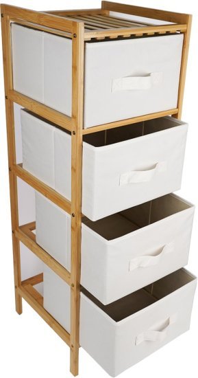 מגירון עץ טבעי 4 קומות מבית HomeSet - צבע עץ במבוק