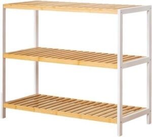 ארגונית מדפים מעוצבת עם 3 מדפים רחבים מבית HomeSet - צבע עץ במבוק