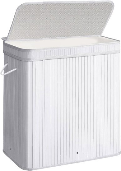 סל כביסה במבוק 72 ליטר מבית HomeSet - צבע עץ לבן