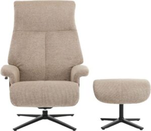 כורסת טלויזיה מבד עם הדום דגם NANTES מבית Dr.Gav - צבע חום בהיר