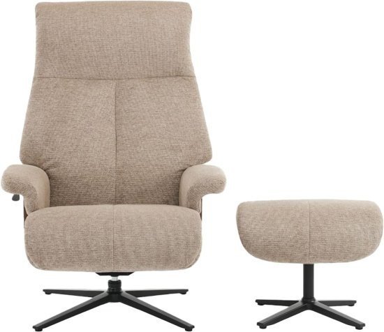 כורסת טלויזיה מבד עם הדום דגם NANTES מבית Dr.Gav - צבע חום בהיר