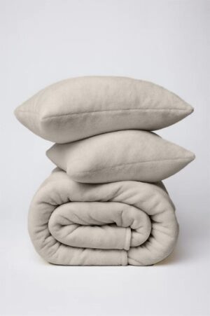 סט מצעים למיטה זוגית 180x200 ס''מ קולקציית קורל פליז מבית Arige Gad - צבע אופוויט