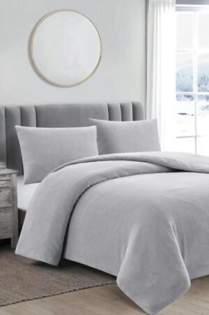 סט מצעים למיטה זוגית 180x200 ס''מ קולקציית קורל פליז מבית Arige Gad - צבע אפור בהיר