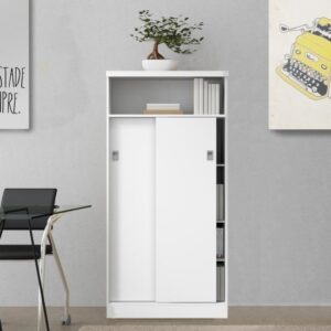 ארון שירות 5 מדפים עם דלתות הזזה דגם Sleek מבית Bradex - צבע לבן