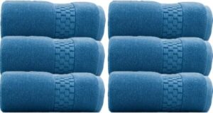 סט 6 מגבות פנים 100% כותנה 50x90 ס''מ קולקציית זירו-טוויסט מבית Arige Gad - צבע כחול