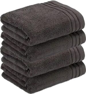 סט 4 מגבות פנים 100% כותנה 50x80 ס''מ דגם ראג’ מבית ערד טקסטיל - צבע אפור