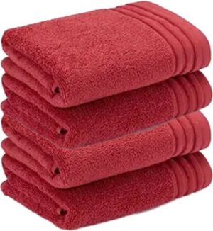 סט 4 מגבות פנים 100% כותנה 50x80 ס''מ דגם ראג’ מבית ערד טקסטיל - צבע בורדו