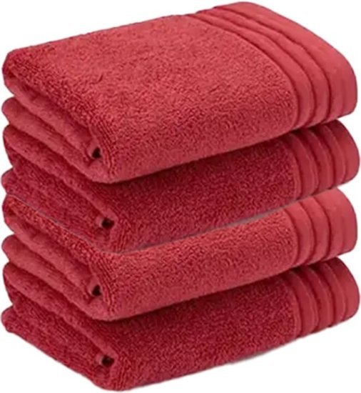 סט 4 מגבות פנים 100% כותנה 50x80 ס''מ דגם ראג’ מבית ערד טקסטיל - צבע בורדו