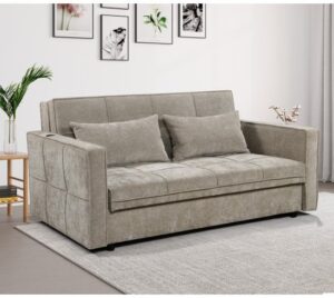 ספה נפתחת למיטה זוגית עם ארגז מצעים מבד דוחה נוזלים דגם Domus מבית Bradex - צבע בז'