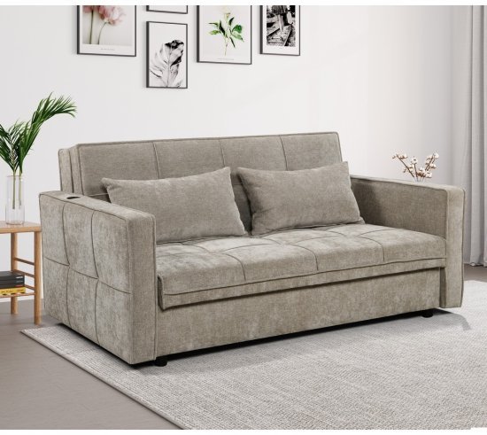 422173_b_1.jpg ספה נפתחת למיטה זוגית עם ארגז מצעים מבד דוחה נוזלים דגם Domus מבית Bradex - צבע בז'