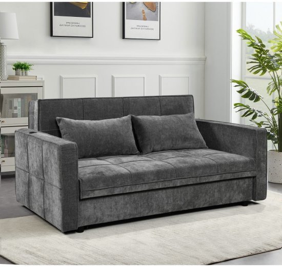 422189_b_1.jpg ספה נפתחת למיטה זוגית עם ארגז מצעים מבד דוחה נוזלים דגם Domus מבית Bradex - צבע אפור