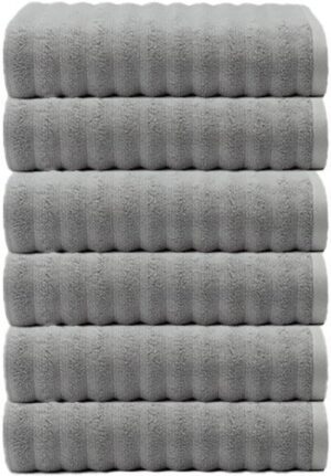 423956_b_1.jpg 6 מגבות פנים 100% כותנה 50x90 ס''מ דגם הדסון מבית Homestyle - צבע אפור