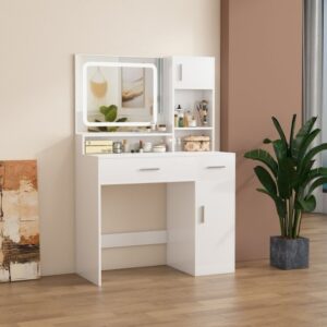 427526_b_1.jpg שידת איפור עם תאורת LED דגם Ruby מבית Star Shop - צבע לבן