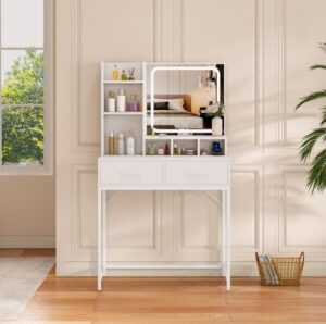 427547_b_1.jpg שידת איפור עם תאורת LED דגם Odem מבית Star Shop - צבע לבן