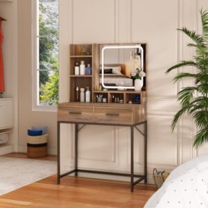 427549_b_1.jpg שידת איפור עם תאורת LED דגם Odem מבית Star Shop - צבע עץ