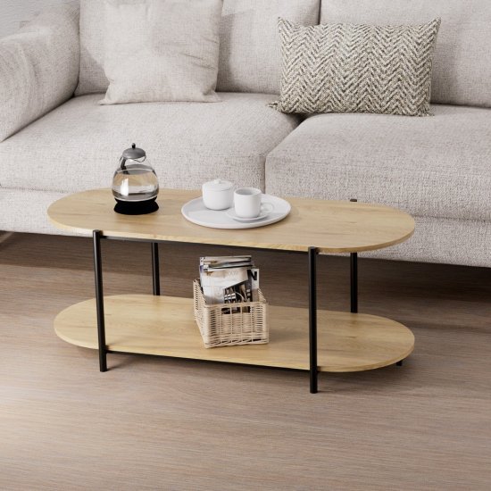 שולחן סלון דגם Yagil מבית Star Shop - צבע שחור / עץ אלון