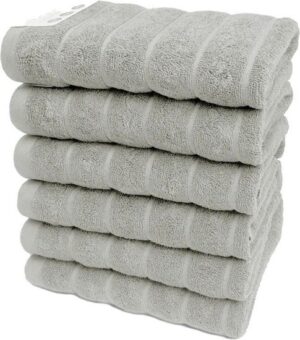 427915_b_1.jpg 6 מגבות פנים 100% כותנה 50x90 ס''מ קולקציית אלמוג מבית Arige Gad - צבע אפור בהיר