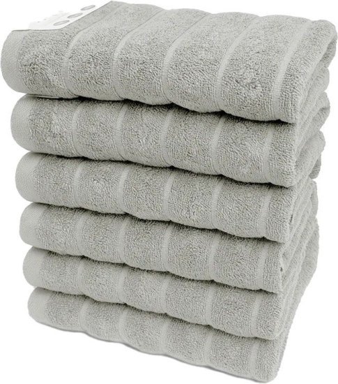 6 מגבות פנים 100% כותנה 50x90 ס''מ קולקציית אלמוג מבית Arige Gad - צבע אפור בהיר