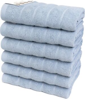 6 מגבות פנים 100% כותנה 50x90 ס''מ קולקציית אלמוג מבית Arige Gad - צבע תכלת