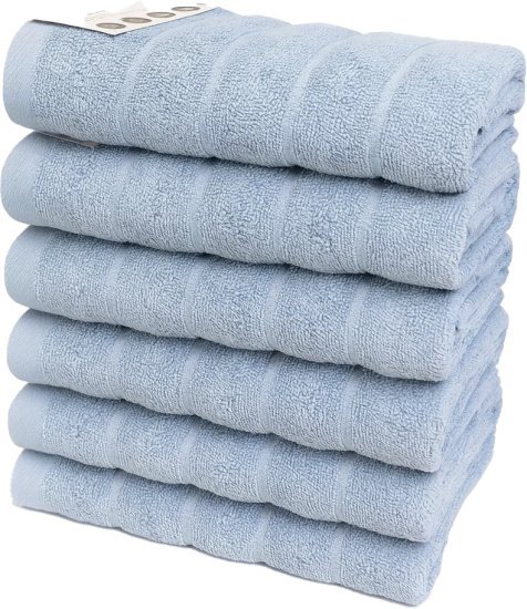 6 מגבות פנים 100% כותנה 50x90 ס''מ קולקציית אלמוג מבית Arige Gad - צבע תכלת