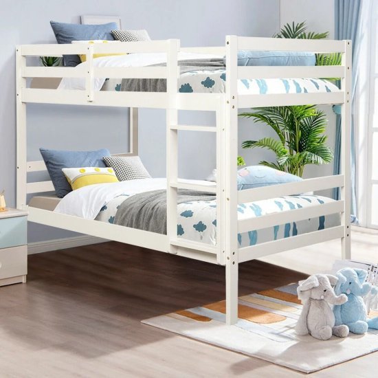 מיטת קומתיים מעץ מלא דגם Ricardo מבית Bradex - צבע לבן