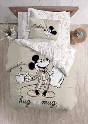 סט מצעים 3 חלקים 100% כותנה 120x200 ס''מ מבית Homestyle - דגם Good Morning Mickey