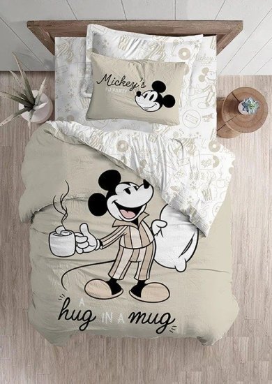 סט מצעים 3 חלקים 100% כותנה 120x200 ס''מ מבית Homestyle - דגם Good Morning Mickey