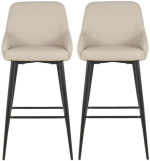 זוג כיסאות בר בריפוד דמוי עור דגם BC6134 מבית Step Up - צבע בז'