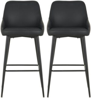 זוג כיסאות בר בריפוד דמוי עור דגם BC6134 מבית Step Up - צבע שחור